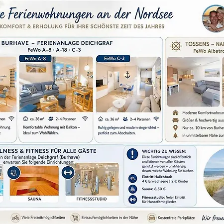 Albatros Komfort-sterne-appartment 025 Mit Wlan, Balkon Tiefgarage In Tossens, Nordsee, Ggü Center Parcs Stick